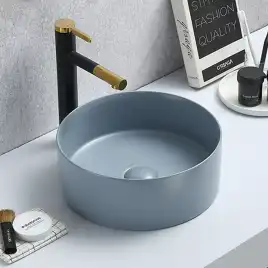 Раковина AVS Лилиан 36x36 голубая матовая с донным клапаном