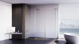 Душевой уголок  Veconi Premium Trento 150х90 PTC50-SP-15090-G-01-C4, стекло Прозрачное профиль Брашированное золото