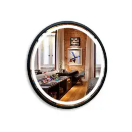 Зеркало с подсветкой AVS Мид 75x75 см, черное