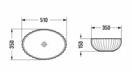 Раковина накладная CeramaLux 510х350х150 GL49-L1, цвет Голубой
