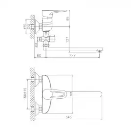 Смеситель для ванны Haiba HB2168 с длинным изливом, хром