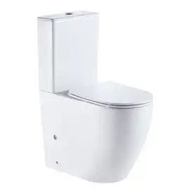 Унитаз напольный Azario MIRADA AZ-1289A безободковый, с бачком и сидением микролифт, Белый глянцевый