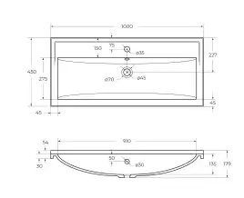 Раковина из искусственного камня CEZARES CZR-1000/450-LV-MR-FS