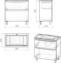 Тумба под раковину Grossman Адель 80 напольная, белая глянцевая (108007)