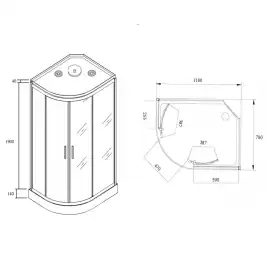 Душевая кабина Loranto 120х80, низкий поддон, Матовое стекло, CS-877EBTM/W-120