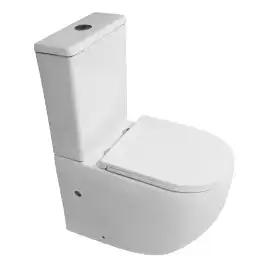 Унитаз-компакт Azario Blanco AZ-T003B-R напольный, безободковый, в комплекте с бачком и сиденьем микролифт, Белый глянцевый