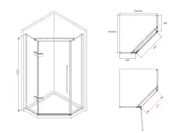 Душевой уголок ABBER Ewiges Wasser 80х80 см, AG05080B, профиль черный, стекло прозрачное