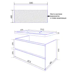 Тумба с раковиной Azario Мила 90 CS00089920, подвесная, Белая глянцевая