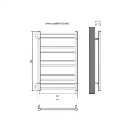 Полотенцесушитель водяной Aquatek Либерти 50х80 AQ RR1080CH П10 нижнее подключение 1/2
