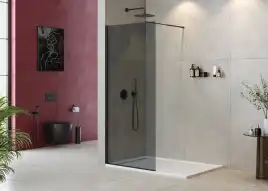 Душевая перегородка CEZARES LIBERTA-L-1-100-GR-NERO стекло Тонированное (графит), профиль Черный