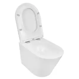 Подвесной унитаз Azario Teramo AZ-0053-UQ3 безободковый, смыв Торнадо, в комплекте с сидением микролифт, Белый глянцевый