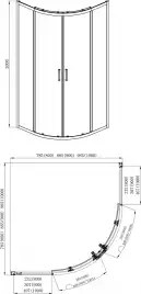 Душевой уголок Aquatek 900x900x2000 AQ ARI RO 09020BL 1/4 круга, двери раздвижные, профиль черный, стекло прозрачное