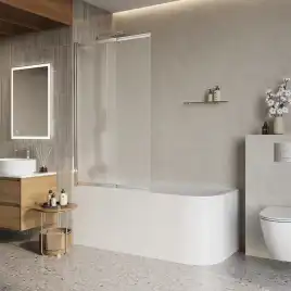 Душевая шторка на ванну BelBagno LUCE-VF-11-90/145-P-Cr стекло рифленное матовое, профиль Хром