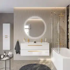 Тумба под раковину Cezares ECO-CER-N 120 см, ECO-CER-N-1200-2C-SO-2-BL (без ручек), Bianco Lucido