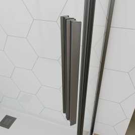 Душевой угол Veconi Ottimo P10 GR, 800x800x1900, графит брашинг, стекло тонированное матовоее
