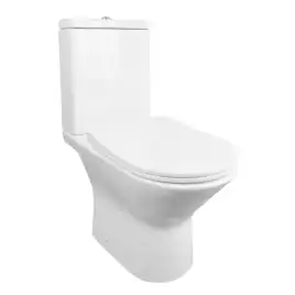 Унитаз-компакт Azario FRETTA NEW AZ-1223B напольный, безободковый, в комплекте с бачком и сиденьем микролифт, Белый глянцевый