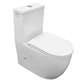 Унитаз моноблок Azario Velluto AZ-6281 напольный, безободковый, со смывом Торнадо, с сиденьем микролифт, Белый глянцевый