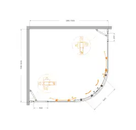 Душевой уголок CEZARES MOLVENO-RH-22-130/120-C-Cr-IV прозрачное стекло, профиль Хром
