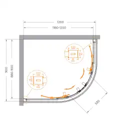 Душевой уголок CEZARES RELAX-304-RH-2-120/90-C-GM прозрачное стекло, профиль Оружейная сталь
