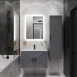 Тумба под раковину Grossman Луксор 60 подвесная, графит матовый (106056)