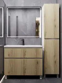 Тумба с раковиной FAURAplus Аврора 80-2, напольная (Раковина Classica 80) Фасад Дуб Элвезия