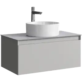 Тумба с раковиной подвесная Aqwella Geometria 80 GE01081ST+STG814X476GS, со столешницей серый камень, цвет серый туман