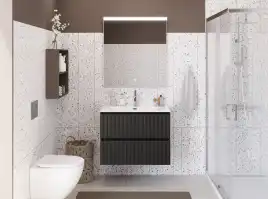 Тумба под раковину BelBagno UNO-MINI-800-2C-SO-GSO подвесная, Темно-Серый Матовый