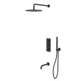 Душевая система для ванны WHITECROSS Y black YSET11BL, термостатическая, скрытого монтажа, Черный матовый
