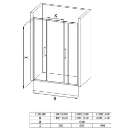 Душевая дверь Loranto 160 CS-AB04S-160, профиль сатин, стекло Прозрачное