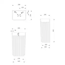 Раковина напольная ABBER STEIN 50х35х85 AS2505-H, прямоугольная, белая матовая