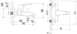 Смеситель для ванны Azario CASTELO AZ-VJC238274C, однорычажный, с коротким изливом, Хром