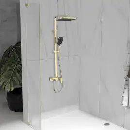 Душевая система  Vincea Cube VSFS-4C12BG VSFS-4C12BG для ванны с изливом, брашированное золото