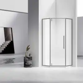 Душевой уголок Vincea Slim-N 100х100 VSP-4SN100CLGM, дверь распашная, профиль вороненая сталь, стекло прозрачное