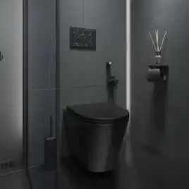 Унитаз подвесной IDDIS Calipso CALR3BMi25 безободковый, с сиденьем микролифт Черный матовый