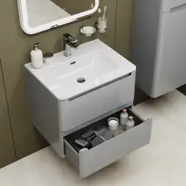 Тумба с раковиной IDDIS Edifice 60, подвесная, Светло-серый, EDI60L0i95K