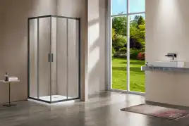 Душевой уголок Vincea Garda 100х100 VSS-1G100CLGM, дверь раздвижная, профиль вороненая сталь, стекло прозрачное