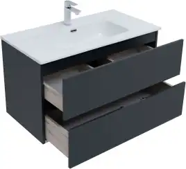 Тумба под раковину Aquanet Алвита New 90 2 ящика, антрацит 303919