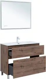 Тумба под раковину Aquanet Алвита New 100 напольная, дуб веллингтон табак, 344130