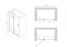 Душевая дверь Abber Zart 120 см, AG08120B, профиль Черный, стекло Прозрачное
