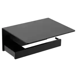 Держатель для туалетной бумаги AVS Swart черный матовый, с полочкой