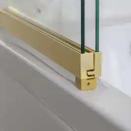Шторка на ванну AVS Слайдер Плюс 80 см профиль брашированное золото, стекло прозрачное, 803-0011-150-82-GB-T