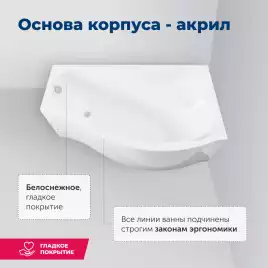 Акриловая ванна Aquanet Palma 170х100 правая (205537), на каркасе, белая