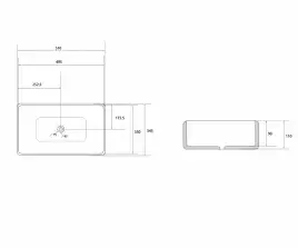 Раковина накладная ABBER RECHTECK 51х34,5х11 AC2207, прямоугольная, белая
