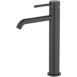 Смеситель для накладной раковины Aquatek Европа AQ1304MB, однорычажный, высокий, Черный матовый