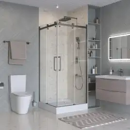 Душевой уголок BelBagno MARINO-2-A-2-90-C-GM стекло прозрачное, профиль Оружейная сталь