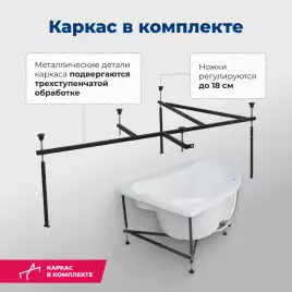 Акриловая ванна Aquanet Capri 160х100 правая (205386), на каркасе, белая