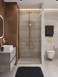 Душевая дверь CEZARES LUX-B-FS-1-90-C-BORO прозрачное стекло, профиль Брашированное золото