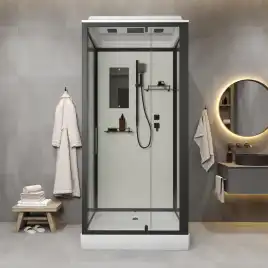 Душевая кабина Niagara Standart 100х100 ST100/15Q/BL низкий поддон, черный профиль
