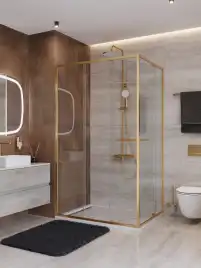Душевой уголок CEZARES LUX-AH-FS-11-120/90-C-BORO прозрачное стекло, профиль Брашированное золото