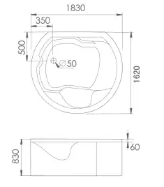 Акриловая ванна Gemy G9063 O 183х162 с гидромассажем